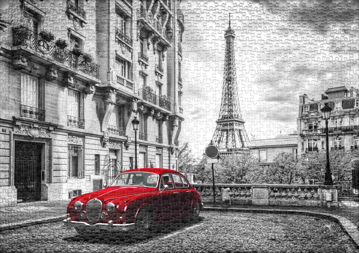 Torre Eiffel con limusina roja Torre Eiffel con limusina roja